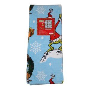 Dr Seuss The Grinch Plush Throw Blanket 50x60" Holiday Christmas Blue